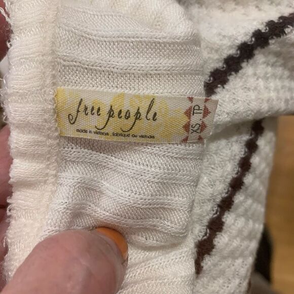 Free People Sunset Park Oversized Thermal Black White‎ Uneven Hem Stretchy XS - Picture 8 of 10